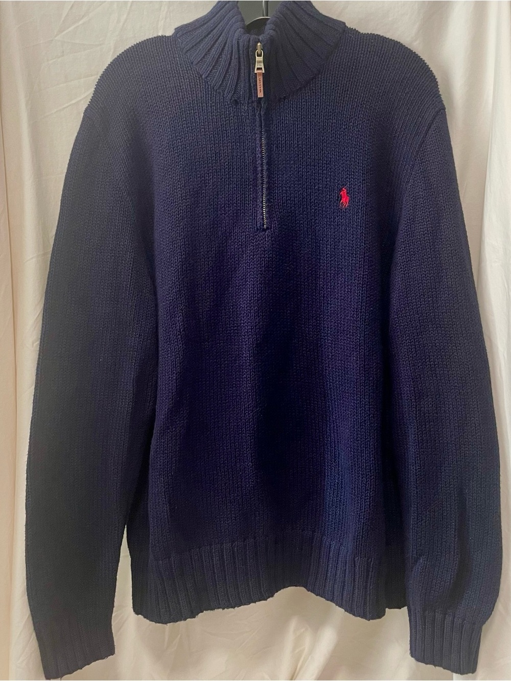 Polo by Ralph Lauren Navy Half-Zip Sweater with Red Pony